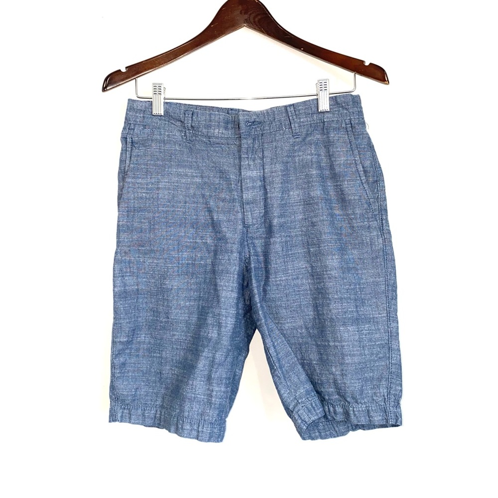 GOODFELLOW Mens 30 Blue Chambray Linden Short 10.5" Casual Chino Shorts FF10 - Picture 2 of 8